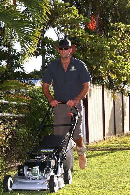 man mowing grass